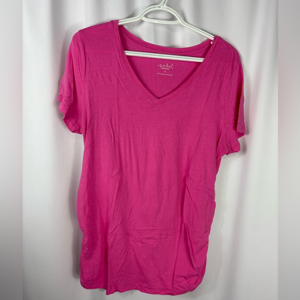 Isabel Maternity by Ingrid & Isabel Hot Pink V-Neck Short Sleeve Tee